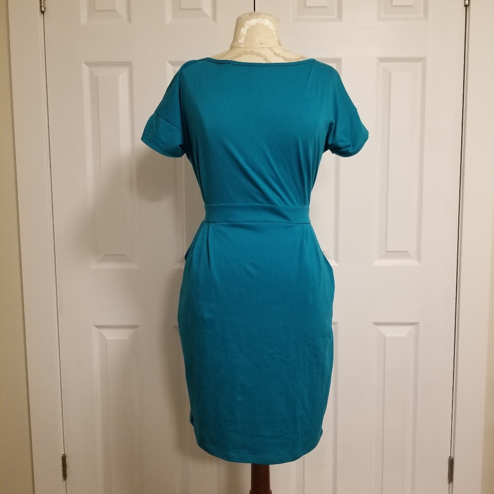 Short Sleeve Teal Dress with Pockets